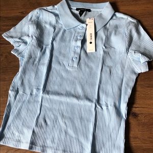 AQUA (Bloomingdales)-NWT Light Blue Collared Blouse